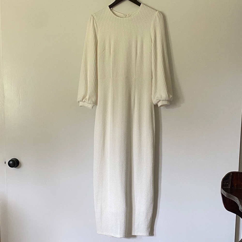 Dainty Jewells Elegant Long Sleeve Cream Dress.